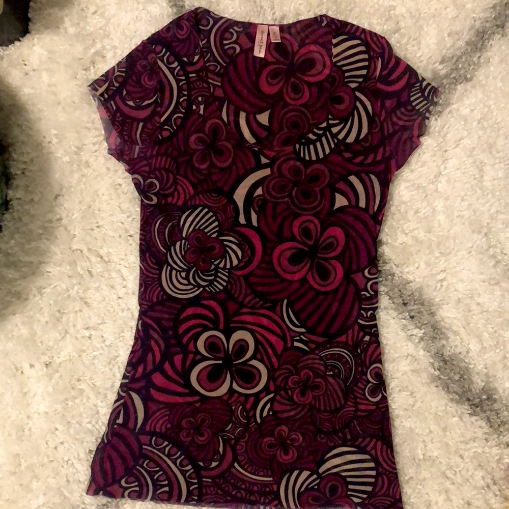 Sweet Pea by Stacy Franti, colorful floral top, size XL